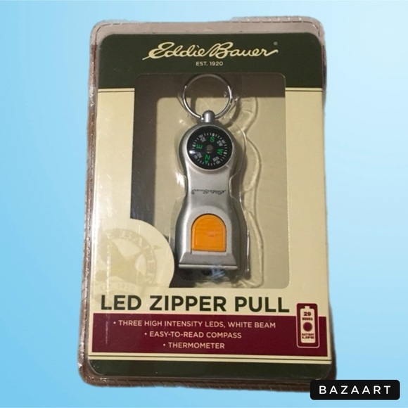 📚 NEW Vintage EDDIE BAUER Hiker Compass/Thermometer/LED Flashlight Zipper Pull - Picture 1 of 2